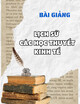 Bài giảng Lịch sử các học thuyết kinh tế